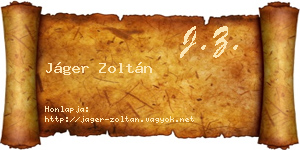 Jáger Zoltán névjegykártya